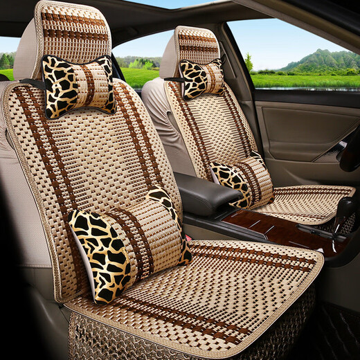 ANGEQI car seat cushion for all seasons, ice silk summer seat cushion, fully surrounded seat cover, car seat cushion, five-seat seat cover cushion, single seat, 1 piece, standard model, brown