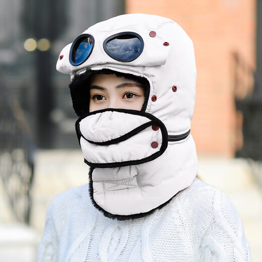 Mu Dingding winter warm riding hat, windproof and cold protection mask, full face windproof ear protection mask, universal men and women, beige L (58-60cm)