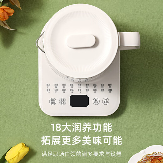 LOTOR health pot mini teapot office kettle electric kettle home teapot glass health pot one person teapot white upgraded non-stick bottom 1.5L