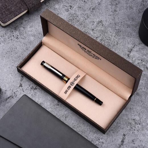 Held (Hero) Stift anpassbares Iridium Mingjian High-End Business Office Writing Praxis Schreiben für Männer und Frauen Geburtstagsgeschenke Tinte Scheinkasten kostenlose Beschriftung 755 Gold Federstift Clip (Exquisite Geschenkbox)