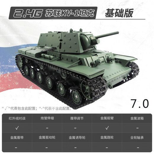 Henglong Large Fernbedienungstankmodell Elektrische Schießrauch Elektrische Ladung Militärmodell KV1 Tank Fernbedienung Fahrzeug Grundversion (All Car Plastic) 1800 -mAh -Batterie (25 Minuten spielbar)