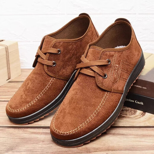 Old Beijing cloth shoes men's tendon sole non-slip casual shoes summer single shoes for dad walking fashion breathable work shoes camel 41