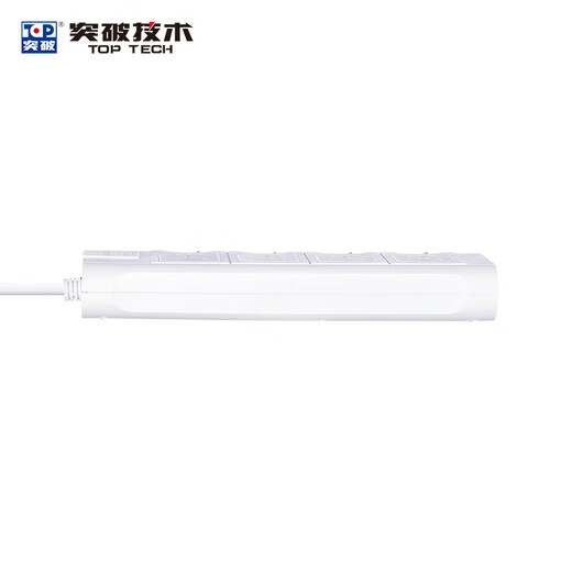Breakthrough socket 4-position sub-control switch new national standard five-hole 1.8m 10A with indicator light recoverable overload protection white D4K4 (1m8) strip