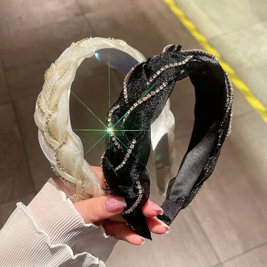 Kamalun (KAMALUN) hairband female forest style high-end rhinestone headband 2025 new pressure hair headband hair accessories for girlfriend birthday gift black + brand gift box