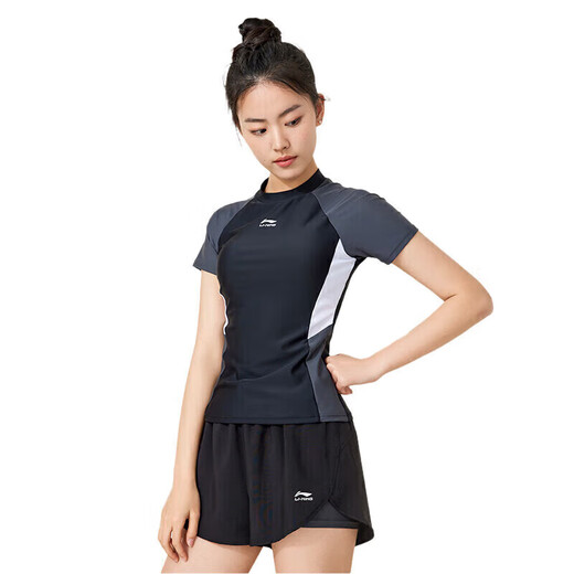 LI-NING swimsuit women's split two-piece swimsuit hot spring slimming swimming equipment 0921 black gray XL