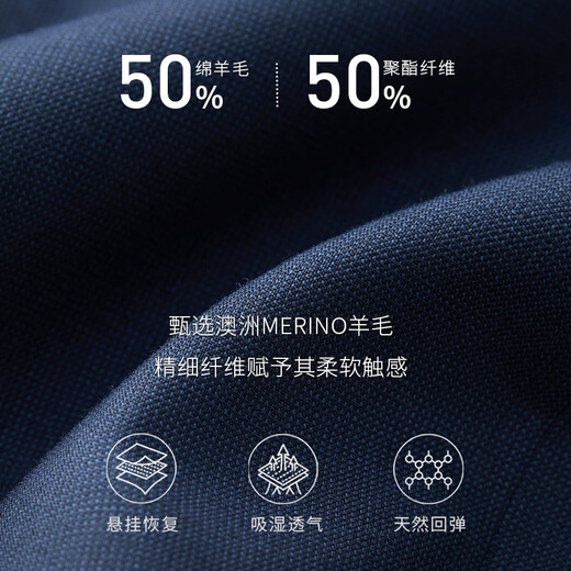 Guillaume wool suit men's suit dark blue business professional formal wear wedding groom wedding high-end suit suit dark blue top + pants + vest 50