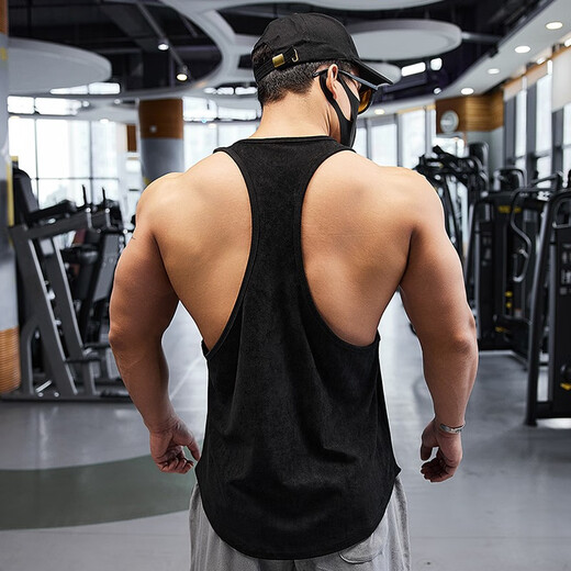 Lutielang professional fitness clothes loose quick-drying sleeveless blouse muscle training racer vest running sports men cement gray M