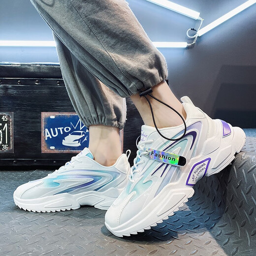 
MVPBOY new casual shoes for men in autumn student dad shoes for men Korean style breathable running sports shoes for men soft sole running shoes for men super awesome X9920 white purple 39