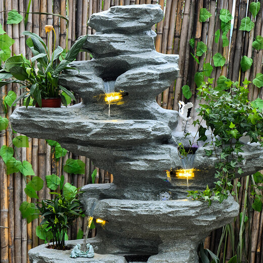 璨匠（CANJIANG）庭院户外假山鱼池高山流水喷泉摆件阳台落地招财风水轮循环水景观 5052+9039加高大山+5010加高小山