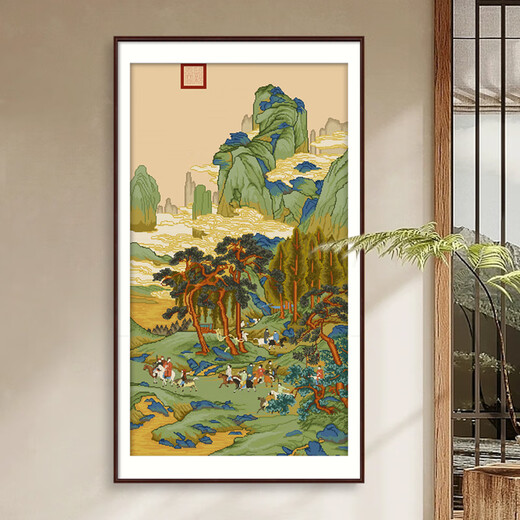 春天十字绣中式经典名画仇英明皇幸蜀图竖版十字绣客厅手工自己绣新款线绣 生态棉三股绣/6627幸蜀图仇英版