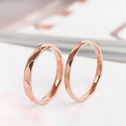 Giventi GEFIODEY light luxury ring men and women internet celebrity simple fashionable personality titanium steel 18k rose gold couple ring index finger ring silver (fine face width 2.5mm) US size 9