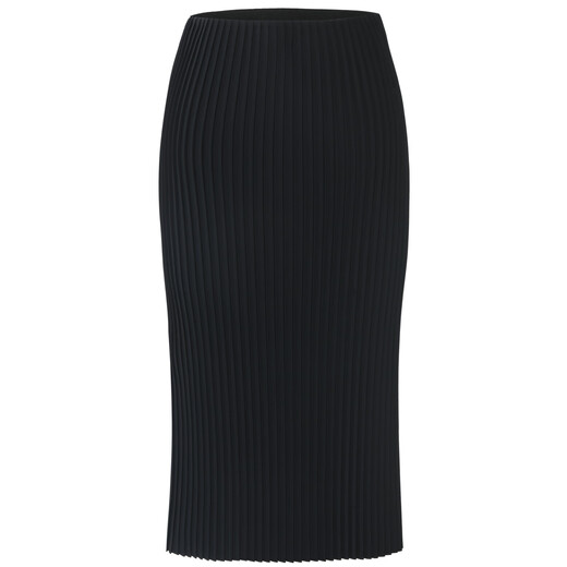 Pink and blue wardrobe [Accordion pleated skirt] 2024 autumn and winter new elastic straight slit skirt 5A5Q967 ink black L