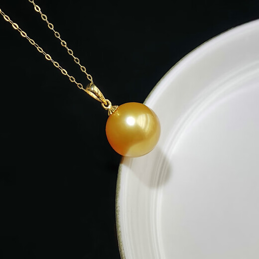 Xuanxian basic gold pearl South Sea sea gold bead pendant Philippine thick gold gold bead necklace 9-10mm bright and flawless