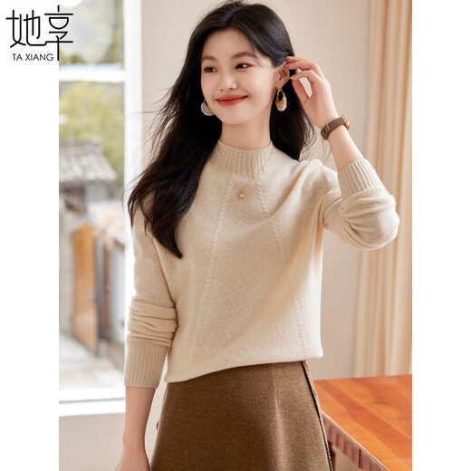 She enjoys 100% pure wool sweater women's autumn and winter half turtleneck sweater bottoming sweater twist wool sweater women T144Z8007