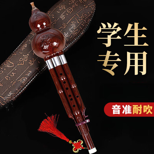琴吟葫芦丝防摔树脂初学者小学生成人儿童入门演奏降B调C调木民族乐器 C调黑檀色+礼+盒