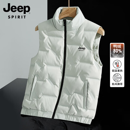 
Jeep (JEEP) down jacket vest jacket for winter new style stand collar warm shoulder men's large size casual vest horse jacket black XL (recommended 125-145Jin [Jin equals 0.5 kg])
