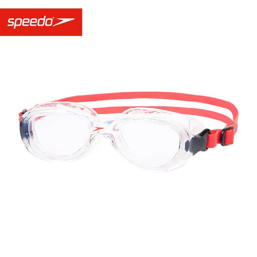 Speedo classic Futura children's swimming goggles 10-15 years old, anti-fog, soft, comfortable and universal, transparent/red