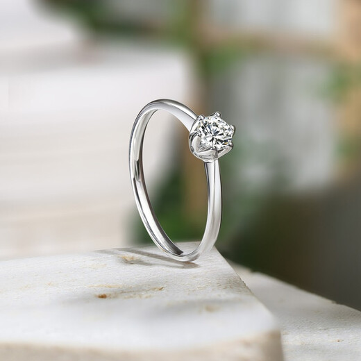 Saturday Fortune (ZLF) 18K gold diamond ring for women, sparkling classic six-claw engagement and proposal wedding diamond ring, single 30 points SI/IJ size 12