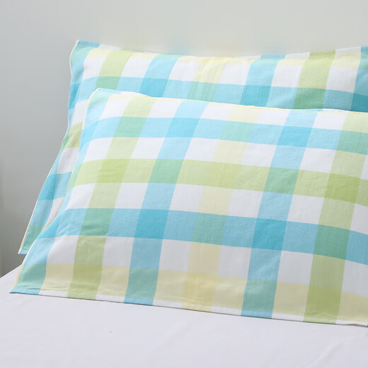 Gold Type A pure cotton double-layer fabric pillow cover, two pack, blue, 126g/piece, 52*80cm