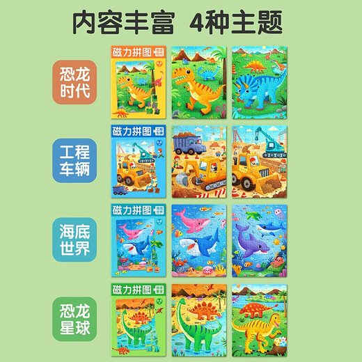 星星舟儿童磁力拼图0-3-6-8岁男孩女孩专注力玩具宝宝认知生日礼物 工程车辆【4-8岁】