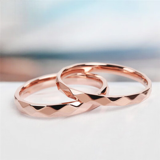 Giventi GEFIODEY light luxury ring men and women internet celebrity simple fashionable personality titanium steel 18k rose gold couple ring index finger ring silver (fine face width 2.5mm) US size 9