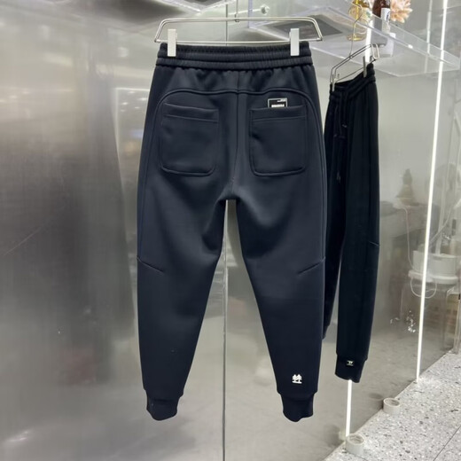 Popanal Hong Kong Trendy Marke 2025 Frühlings- und Herbst -Neue Stickerei Retro Conical Herren Sports gebundenes Fuß vielseitiger einfacher Freizeithosen Trendy G92 Casual Hosen - Black M [vorgeschlagen 80-100jin [Jin gleich 0,5 kg]]]
