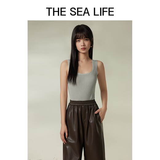 THE SEA LIFE欧海一生 多色吊带背心女24春夏新款内搭针织背心15736 米灰色 M