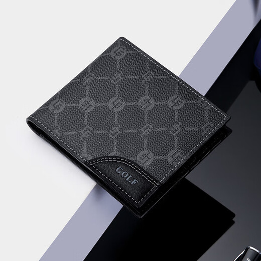 Golf (Golf) Kurzer Brieftasche Herren Brieftasche Coin Wallet Bag Business Fashion Casual Wallet Bag Geburtstagsgeschenk Schwarz