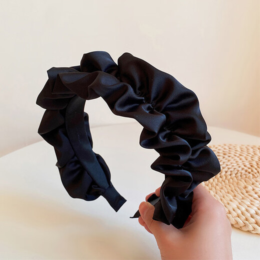 Chimera (CHIMERA) French retro pressed hair hoop high cranium pleated satin face small headband outer hair accessories girl birthday gift