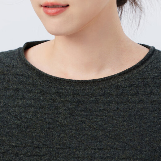Siqin (Siqin) 2023 Herbst Frauen dunkelgrün 100% Wolle Jacquard Round Hals Pullover Strickpullover B dunkelgrün L