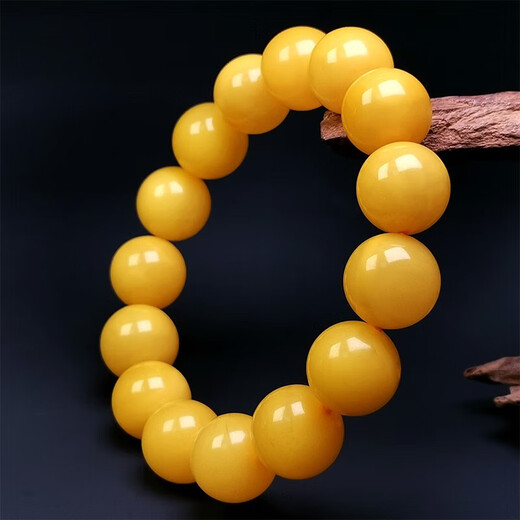 Amber style, one thing, one picture, one certificate, beeswax bracelet for men and women, full honey chicken fat yellow natural amber, flawless bracelet, 23.66g, 14mm