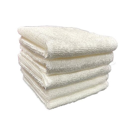 Kitchen special stove rag, dish towel, bamboo fiber linen small square towel, non-stick oil, no lint, scouring pad towel 5 pieces, white 18*23 small size