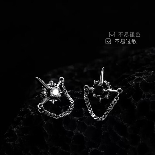 QMXD Polaris Earrings Men's Trendy Niche High-end Men's Earrings Single Handsome Boy Earrings Versatile Internet Celebrity Earrings Single