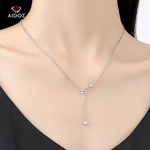 Aido Diamond pt950 platinum necklace for women platinum round diamond chain adjustable bead chain with pendant plain chain non-adjustable 6.2-6.4 grams long 50cm thick about 1.5mm