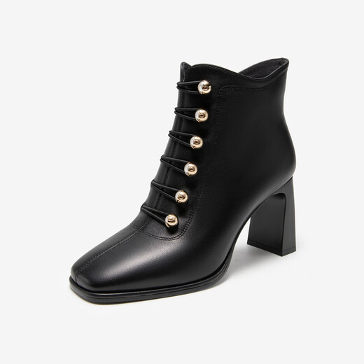 Qianbaidu High Heel Sheepskin Martin Boots Nouveaux bottes courtes de la mode automne et hiver