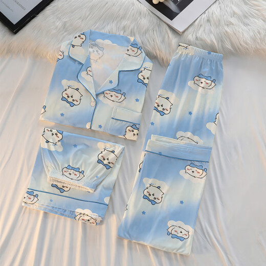 
Pajamas for women, three-piece set chiikawa summer short-sleeved loose casual and cute little eight-sleeved home clothes for outdoor wear KK14116 XL [recommended 120-135 Jin [Jin equals 0.5 kg]]