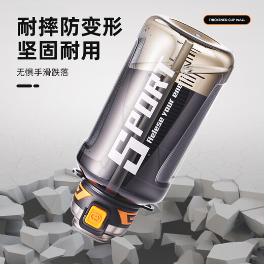 SZTAA Sports Water Cup Large Capacity Tonton Bucket Men's Fitness Sports Drinking Water Bottle High Temperature Resistant Double Drink Big Belly Cup Power Black 1000ml