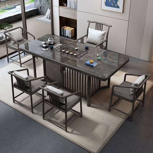 Slate tea table, simple office Kung Fu tea table, living room, modern tea table with water boiler, light luxury coffee table 140*80*75CM Chanel single table comes with smart tea stove