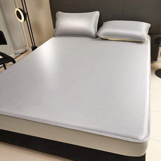 Sailotou Class A Summer Ice Silk Mat Sheet 15m Bed New Summer Soft Mat Washable Children and Infants Available Fitted Balloon Mo Gray Single Product Fitted Sheet 90*200cm