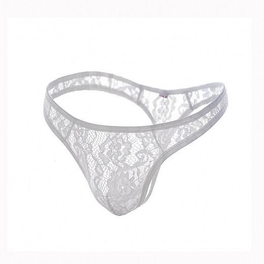 New men's sexy underwear low waist men's lace thong sexy underwear cross-border sexy S white