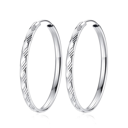 Fat Donglai same style platinum earrings new pt950 earrings for women fashionable temperament large hoops 24k 5cm pair (flat glossy)
