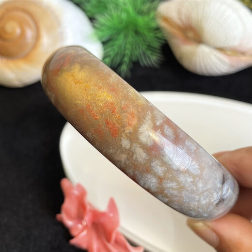 DR GRAFFCARNY珊瑚玉手镯天然菊花石玉镯子62mm天然水晶民族风礼物 6231