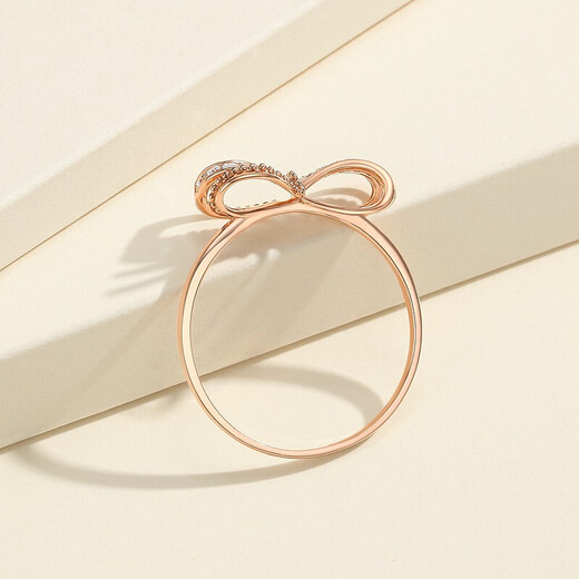 Trendy Acer Bow Diamond 18K Gold Rose Gold Color Gold Ring Women's Light Luxury Gift for Girlfriend on her Birthday No. 12