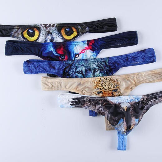 Yiqingyao [livraison confidentielle] string sexuel pour hommes, sexe européen et américain sexy basse imprimé ulaste convexe sac élastique, hibou noir m