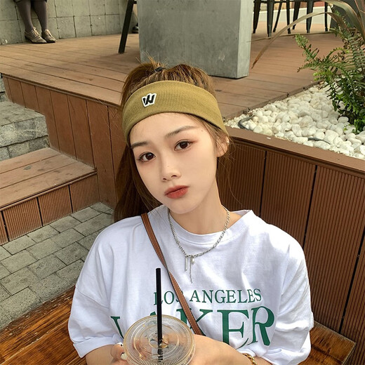 束芬春夏男女运动发带男女同款薄款健身跑步吸汗头带宽边弹力生日礼物 F1105深蓝