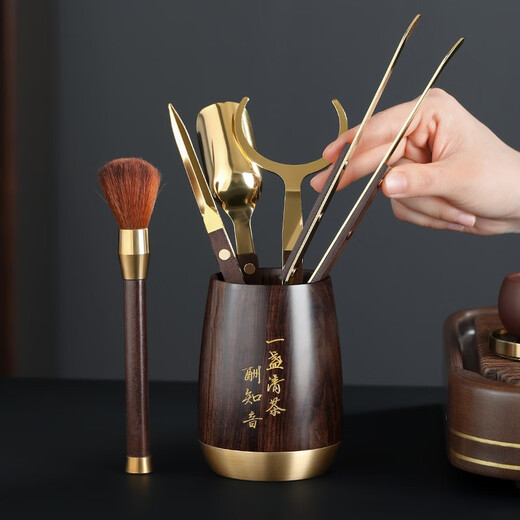 Buchuo Tea Set Accessories Tea Ceremony Six Gentlemen Tea Making Set Tea Knife Tea Clamp Tea Needle Teaspoon Tea Making Tools Three-piece Set 1-Ebony Zhiyin Houze Tea Ceremony Six Gentlemen
