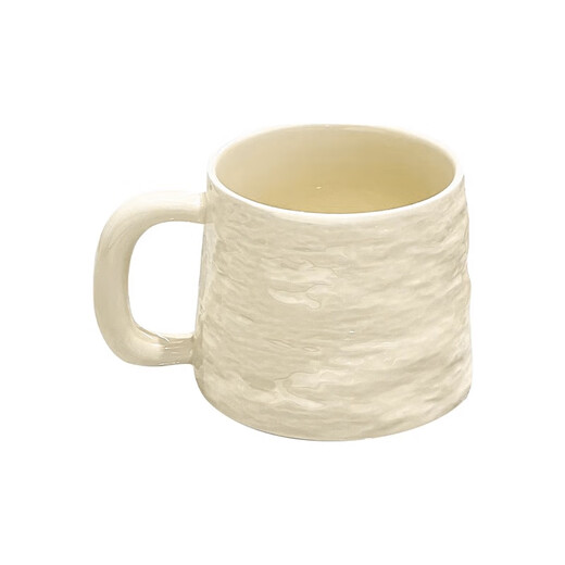 Wanjiaquan mug ceramic drinking cup home office coffee cup breakfast cup couple pair cup good-looking high-value cup stone grain milk yellow without spoon