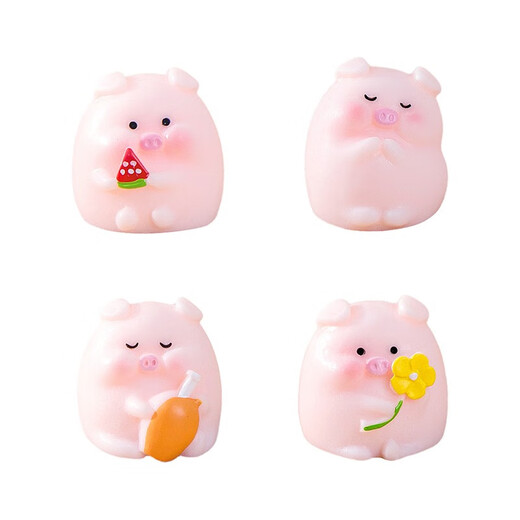 Collection of birthday gifts cute little pig ornaments car desktop ornaments for girls and classmates cute Children's Day gifts round pig [a set of 6]