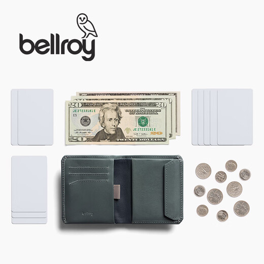 Bellroy Australia Coin Brieftasche Spring Neue Leder Brieftasche Münzkartenspeicherpaket Funktion Wallet Ink Grau Grün