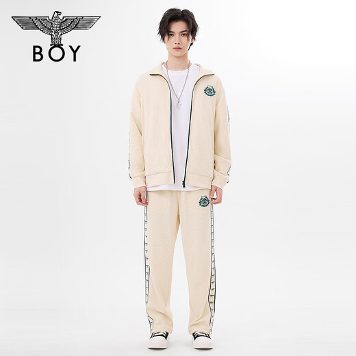 BOY LONDON男女同款长裤logo印花学院风卡其色阔腿裤N15053 卡其色 XS